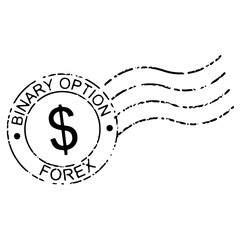 Binary option and forex postal stamp on white background.vector illustration 