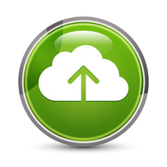 Cloud upload icon elegant green round button vector illustration