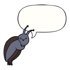 cute cartoon beetle and speech bubble