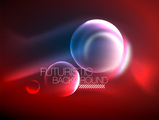 Blue neon bubbles and circles futuristic abstract background