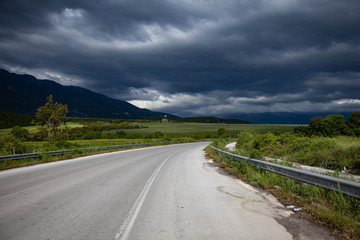 road in the mountains before rain