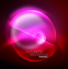 Vector glowing neon circles abstract background