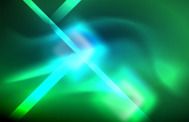 Naklejka premium Neon glowing techno lines, hi-tech futuristic abstract background template with square shapes