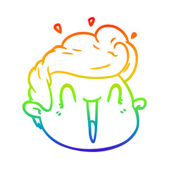 rainbow gradient line drawing cartoon male face surprised
