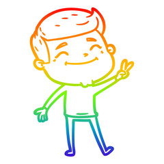 rainbow gradient line drawing happy cartoon man