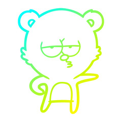 cold gradient line drawing bored bear cartoon