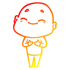 warm gradient line drawing happy cartoon bald man