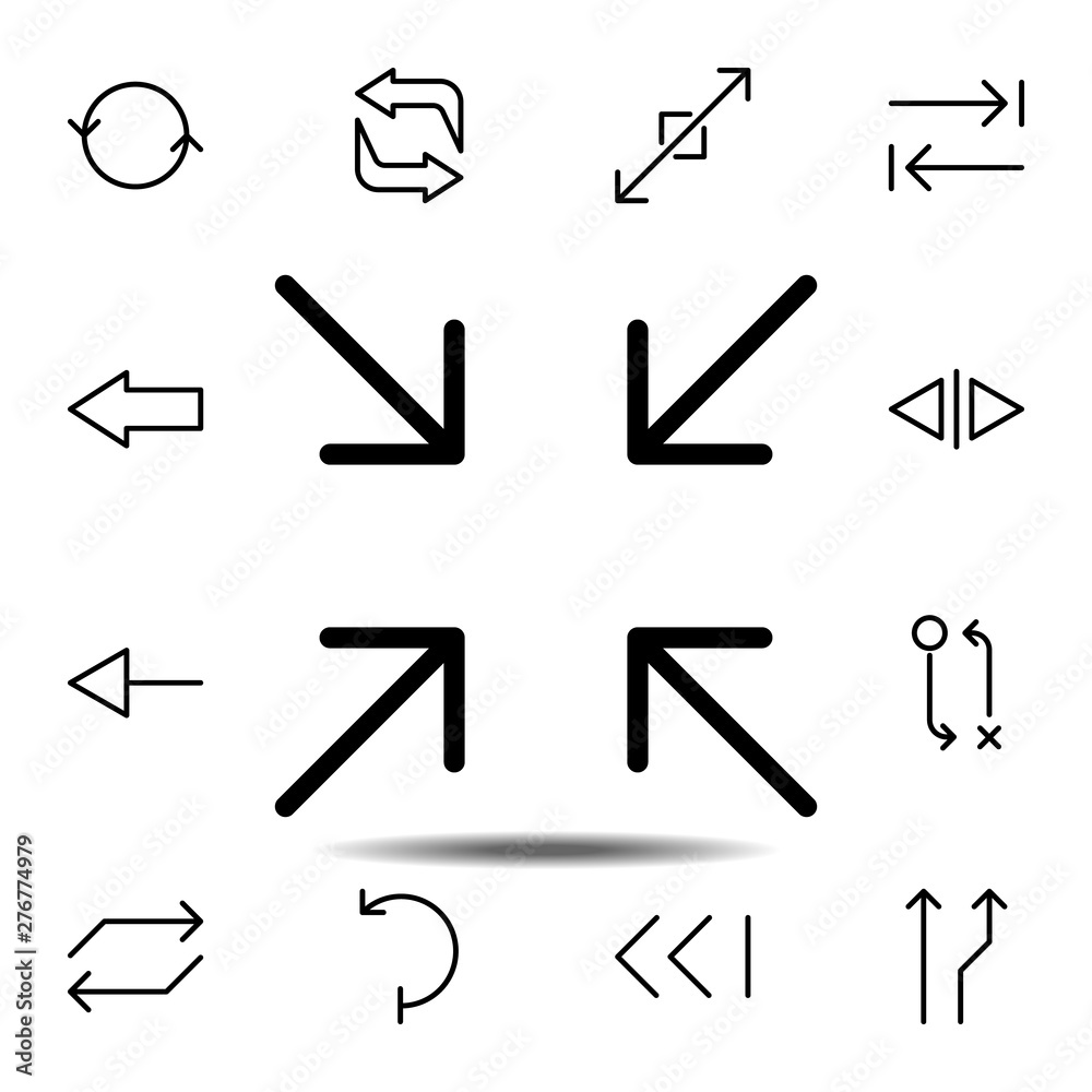 Poster arrow center icon. simple thin line, outline vector element of arrow icons set for ui and ux, websit