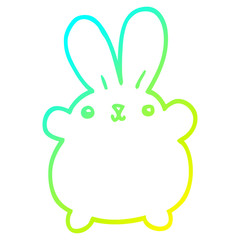 cold gradient line drawing cute cartoon rabbit