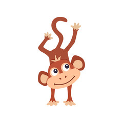Cute monkey vector illustration. Flat design.