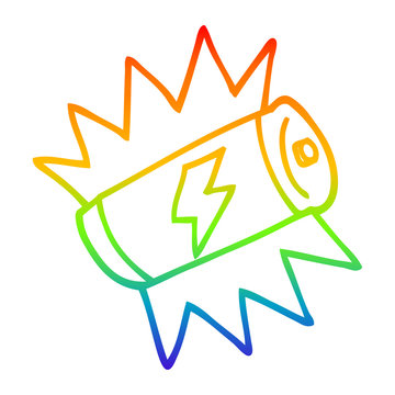 recommend clip art: rainbow gradient line drawing cartoon fully charged battery
