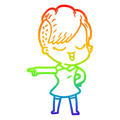rainbow gradient line drawing happy cartoon girl