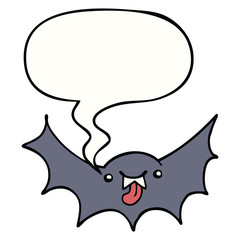 cartoon vampire bat and speech bubble