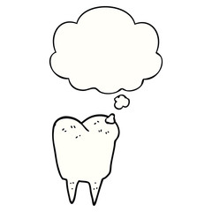 cartoon tooth and thought bubble