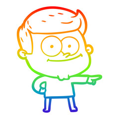 rainbow gradient line drawing cartoon happy man