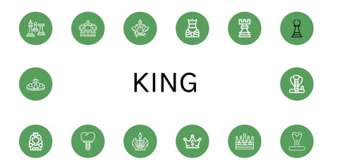 Set of king icons such as Chess, Crown, Coat of arms, King, Rook, Pawn, Princess, Cobra , king
