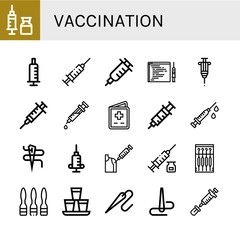 Set of vaccination icons such as Syringe, Vaccination, Code injection, Vaccine, Needle, Shots , vaccination