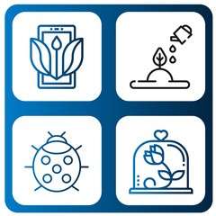 Set of leaf icons such as Ecology, Plant, Ladybug, Rose , leaf