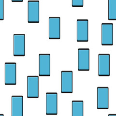 Texture seamless pattern of modern gadgets of digital mobile phones new in the flat style of the device isolated on a white background. Vector-