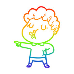 rainbow gradient line drawing cartoon man singing