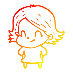 warm gradient line drawing cartoon friendly girl