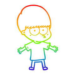 rainbow gradient line drawing nervous cartoon boy
