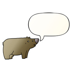 cartoon bear and speech bubble in smooth gradient style