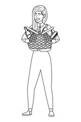 Woman cartoon having picnic design