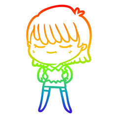 rainbow gradient line drawing cartoon woman