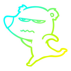 cold gradient line drawing annoyed bear cartoon running