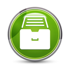 Folder archive cabinet icon elegant green round button vector illustration