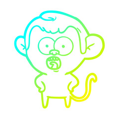 cold gradient line drawing cartoon shocked monkey