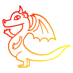 warm gradient line drawing cute cartoon dragon