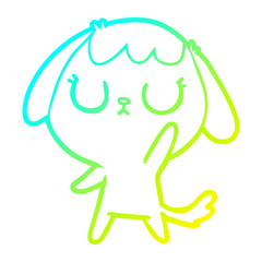 cold gradient line drawing cute cartoon dog