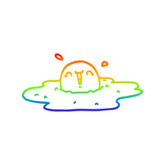 rainbow gradient line drawing cartoon fried egg