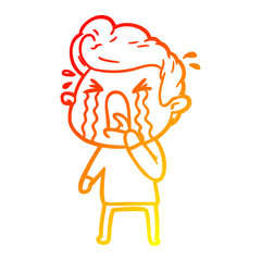 warm gradient line drawing cartoon crying man