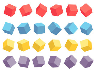 Set of cube icons isolated on white background
