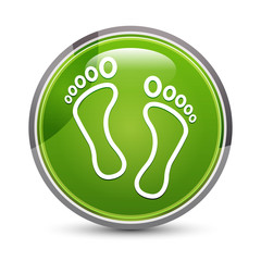 Human two footprints icon elegant green round button vector illustration