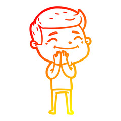 warm gradient line drawing happy cartoon man