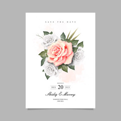 Elegant save the date card with floral watercolor design