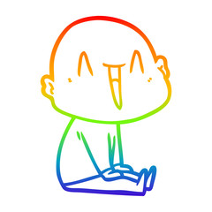 rainbow gradient line drawing happy cartoon bald man