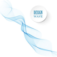 Abstract vector background, transparent waved lines for brochure, website design. Blue smoke wave.