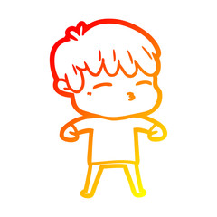 warm gradient line drawing cartoon frustrated man