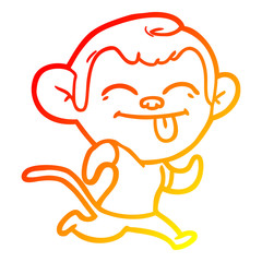 warm gradient line drawing funny cartoon monkey