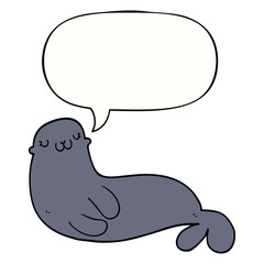 cute cartoon seal and speech bubble