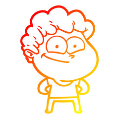 warm gradient line drawing cartoon happy man