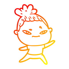 Obraz premium warm gradient line drawing cartoon woman