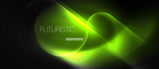 Neon glowing techno lines, hi-tech futuristic abstract background template