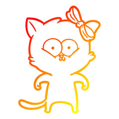 warm gradient line drawing cartoon cat