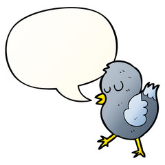 cartoon bird and speech bubble in smooth gradient style